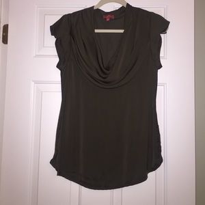 Army green silk top