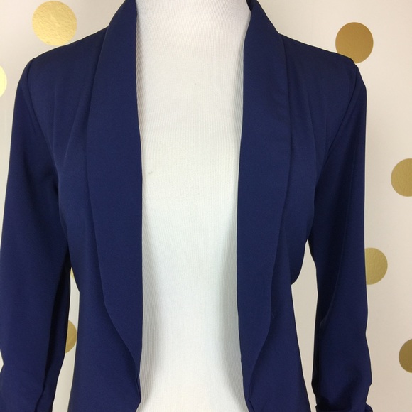 SALE! Lightweight Navy Blue Buttonless Blazer - Picture 3 of 6