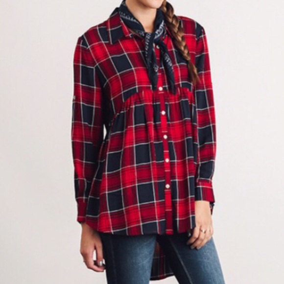 CUTE PLAID HIGH LOW TOP - Picture 3 of 3