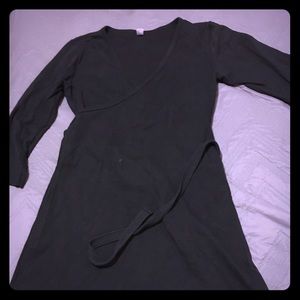Black wrap around dress. 3/4 sleeve