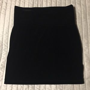 Black velvet mini skirt