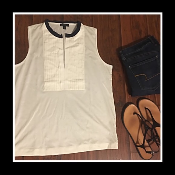 Large J.Crew White Tuxedo Tank Top