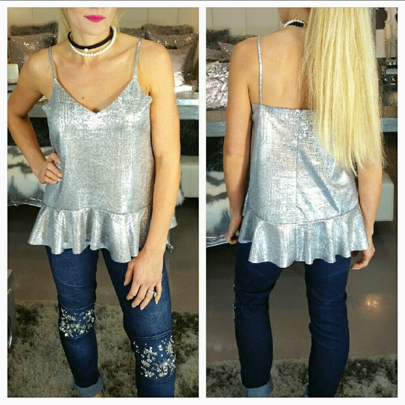 💋NYE PARTY 💋*LAST 1*"SASSY IN SILVER" top - Picture 2 of 3