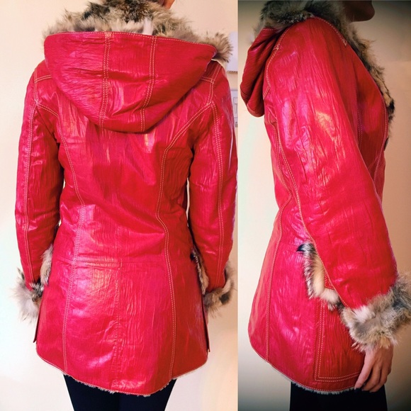NWT Red 100% Leather Coyote Waterproof Coat Europe - Picture 3 of 7
