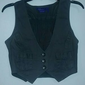 Miley Cyrus Dark grey distress button vest