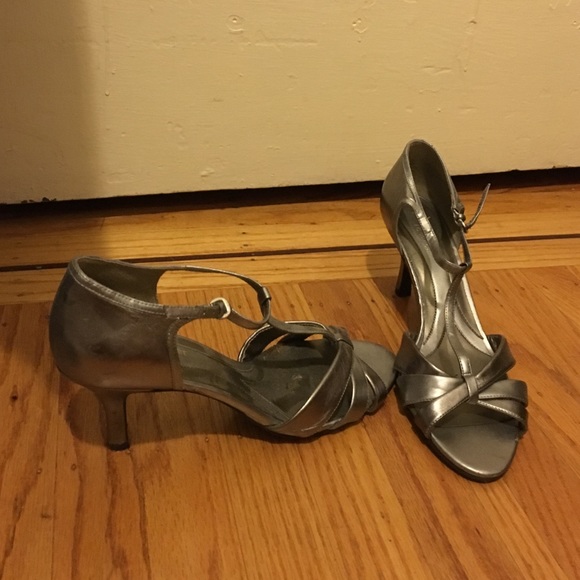 Strappy silver shoes