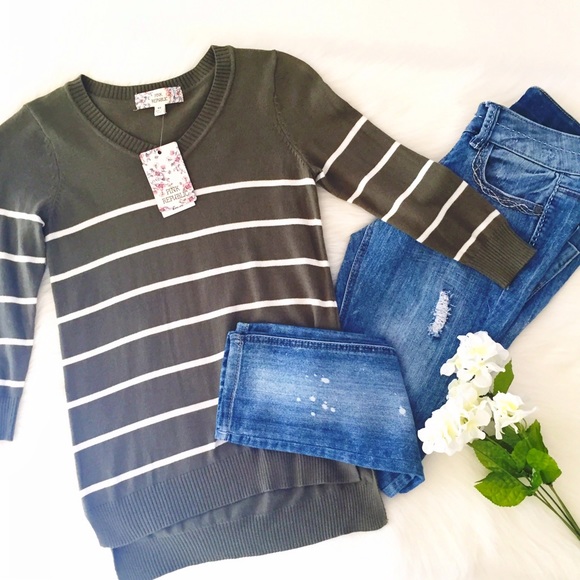 Olive V-neck Sweater