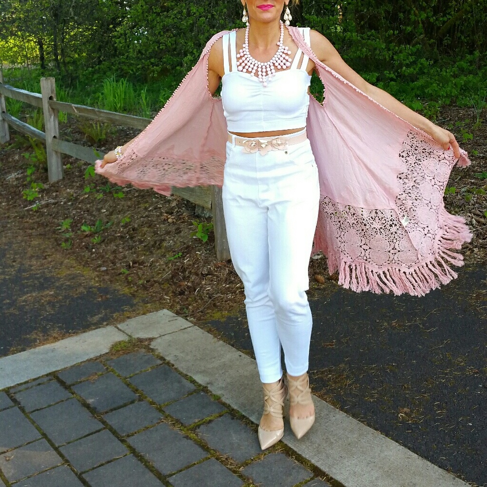 💋LAST 1💋"ABBY' DUSTY PINK CROCHET VEST - Picture 4 of 4
