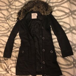 H&M L.O.G.G. Long Jacket w Detachable Fur Collar