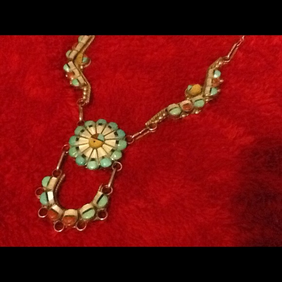 💙stamped🎄🎄 .Navajos turquoise coral s/silver.. - Picture 3 of 3