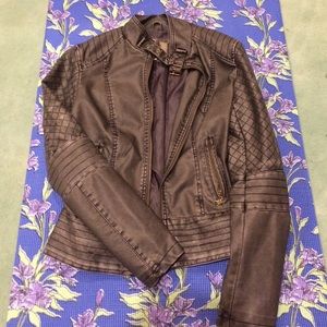 Faux leather bomber jacket