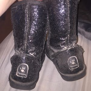 BearPaw sequin boots with fur lining.