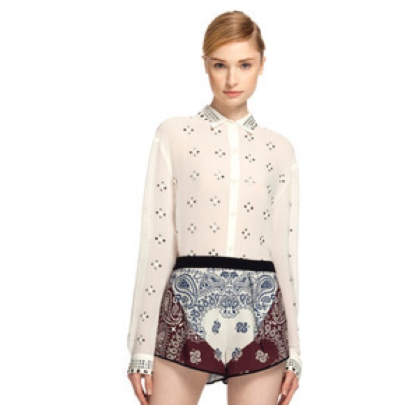 Clover Canyon Tops - Clover Canyon Rhinestone Embellished Blouse