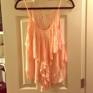 Cute light pink ruffled tank top