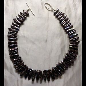 Rare vintage black and purple Abalone necklace