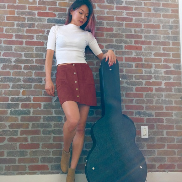 Suede teracotta gallery skirt - Picture 2 of 4