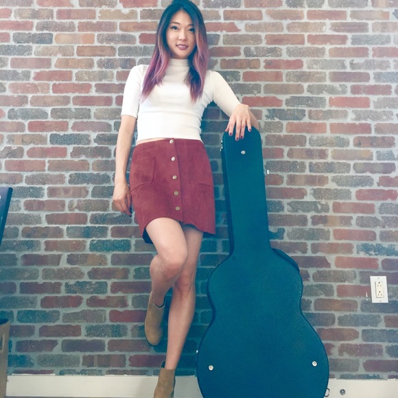 Suede teracotta gallery skirt - Picture 3 of 4