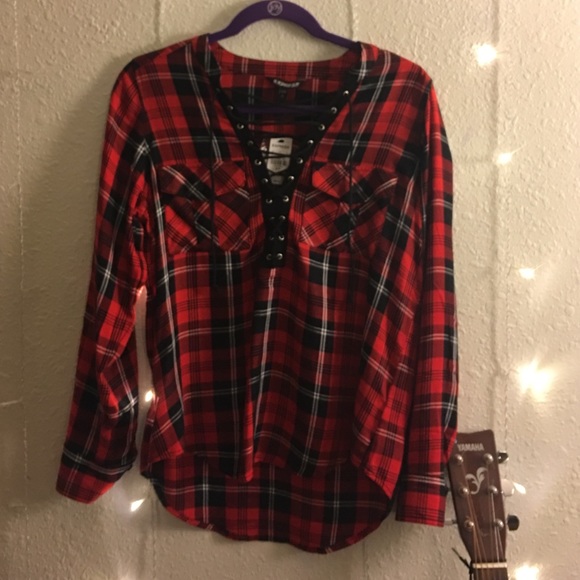 Express Red and Black Sexy Flannel