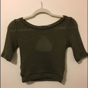 Army Green + Maroon Red Crop Tops
