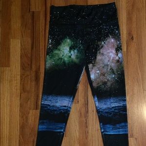 Galactic print yoga leggings