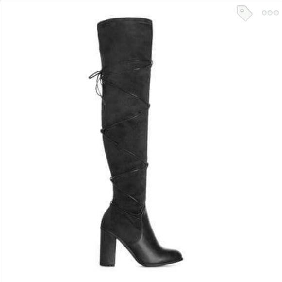 Over the knee black boots