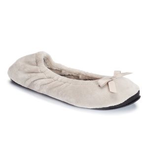 Dearfoams Women's Velour Ballet Bow Slippers