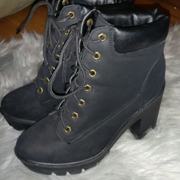 Black platform booties