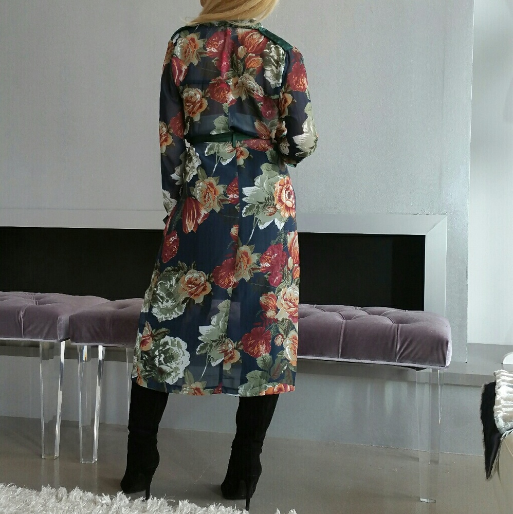 GREEN FLORAL PRINT DUSTER  NWT - Picture 4 of 4