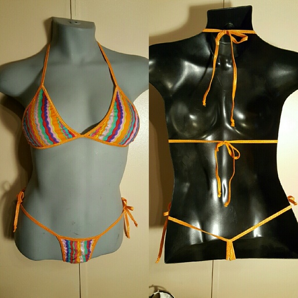 NWT adj thong&halter bikini set s/m 2pc