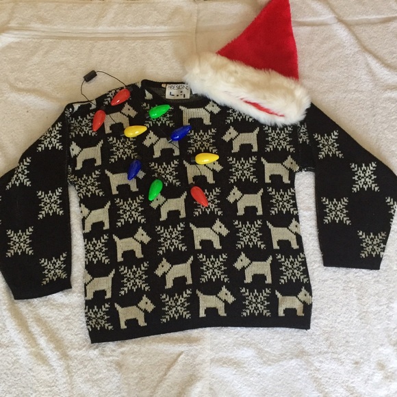 Vintage Sweaters - Vintage Scottie & Snowflake Holiday Sweater