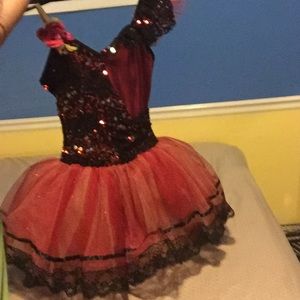 Fancy black and red ballet costume
