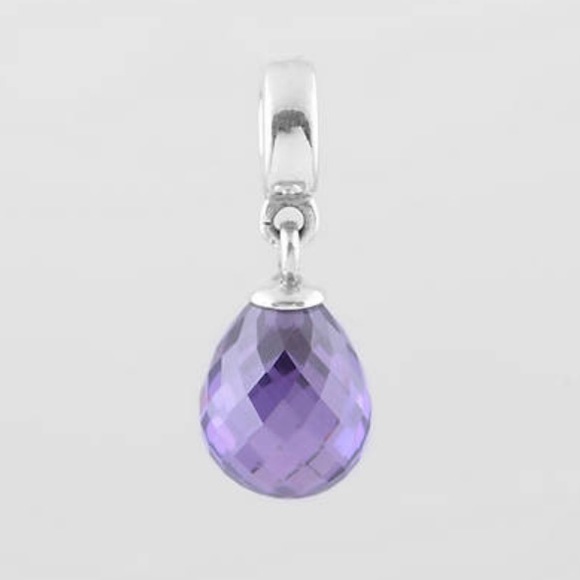 Pandora purple facet crystal dew drop dangle charm