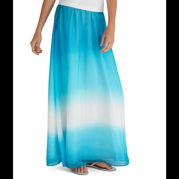 White House Black Market Dresses & Skirts - NWOT WHBM Cerulean Ombre Silk Maxi Skirt