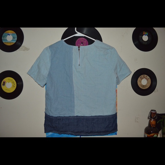 Patch-work Jean short-sleeve top - Picture 2 of 3