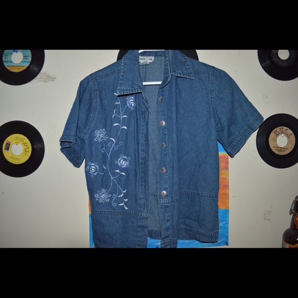 Jean floral short-sleeve top - Picture 2 of 3