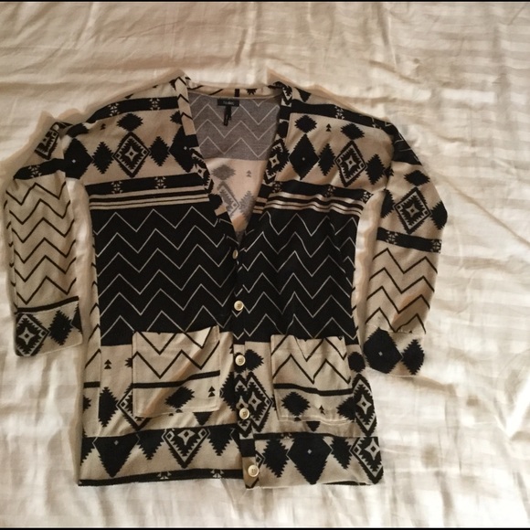 Taupe/black tribal Aztec print cardigan - Picture 2 of 2