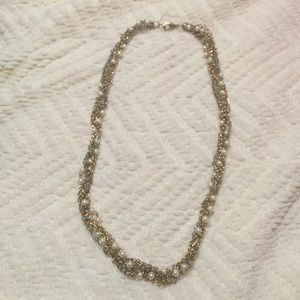 Gold, blue and pearl necklace