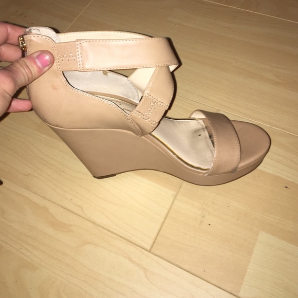 Beige wedges worn twice