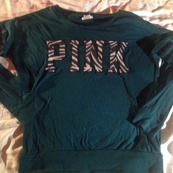 PINK Long Sleeve Green Top