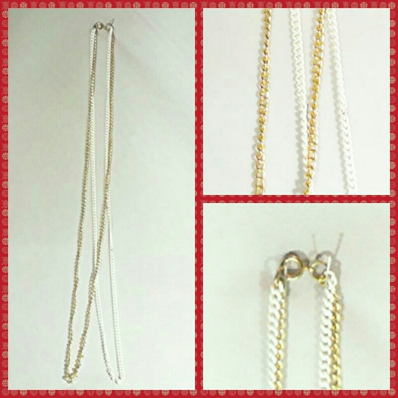 Vintage Retro Gold & White Chain Necklace - Picture 2 of 2
