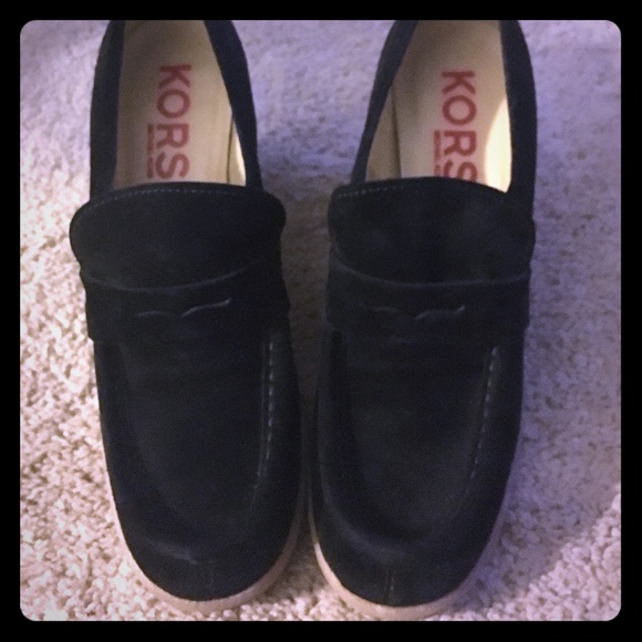 Michael Kors suede wedge loafers