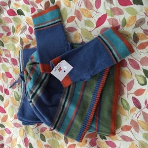 100% wool scarf, hat and fingerless gloves