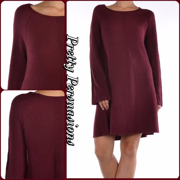 ❤️ SEE NEW LISTING ❤️ SOLD ❤️Burgundy Long Sleeve Knit Sweater Dress - Picture 2 of 4