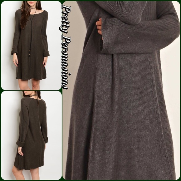 ❤️ SEE NEW LISTING ❤️ SOLD ❤️Burgundy Long Sleeve Knit Sweater Dress - Picture 4 of 4