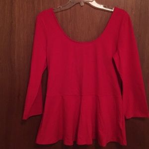 Scoop neck peplum 3/4 length sleeve top