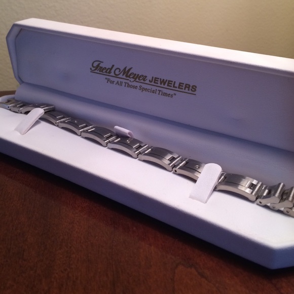 Fred Meyer Men's Diamond Stainless Steel Bracelet.