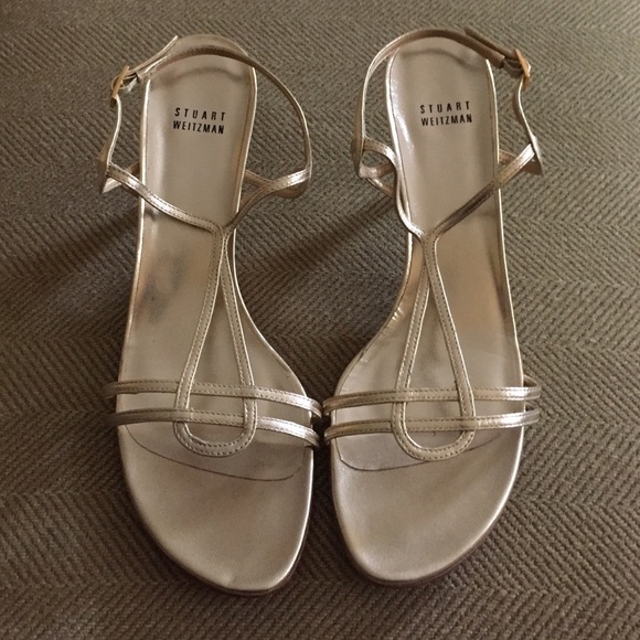 Stuart Weitzman gold strappy sandals