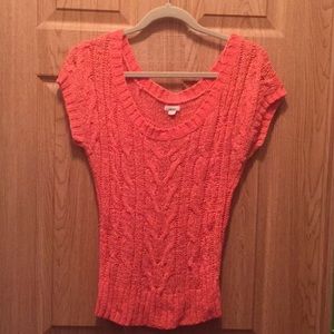 Aerie cable knit short sleeve sweater