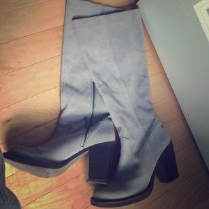 Grey suede Calvin Klein Jean boots!