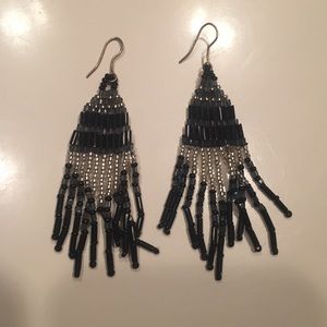 Black and Silver Bead Drop earrings